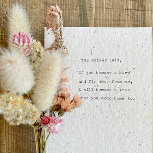 Hunt & Peck Press Seed Card - 'The Mother Said'