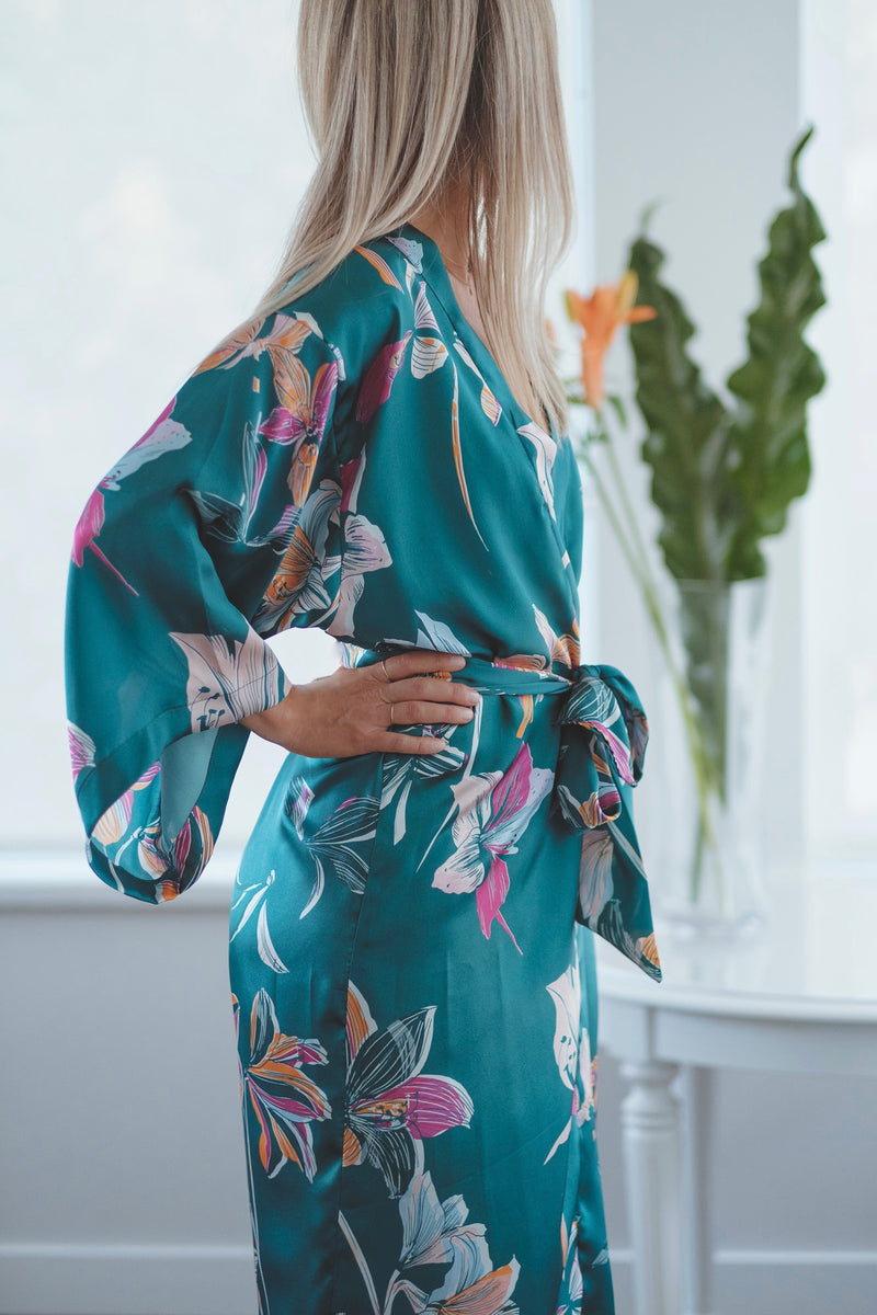 Kusuma Long Kimono Robe – Birds of Paradise
