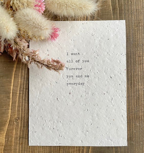 Hunt & Peck Press Seed Card - 'All of You Forever'